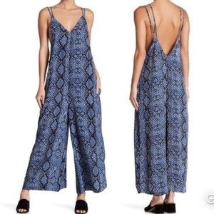 NWT Free People Blue Snakeskin Print Jumpsuit